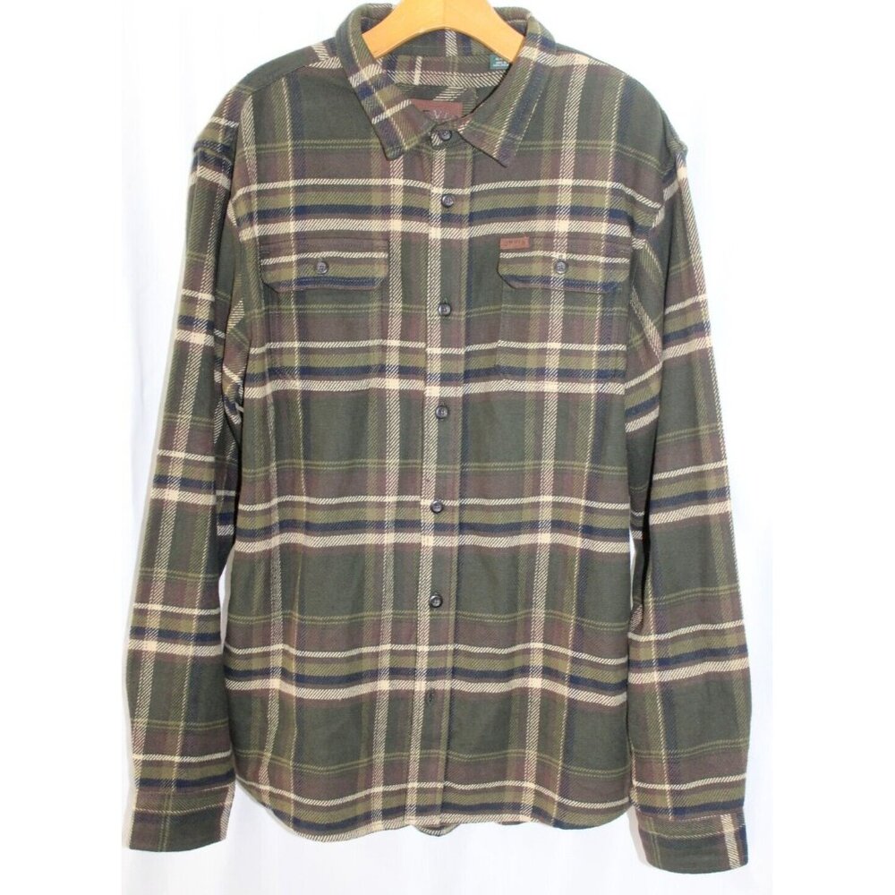 Orvis Mens Green Plaid‎ Button Front Shacket Shirt Jacket XL Long Sleeve